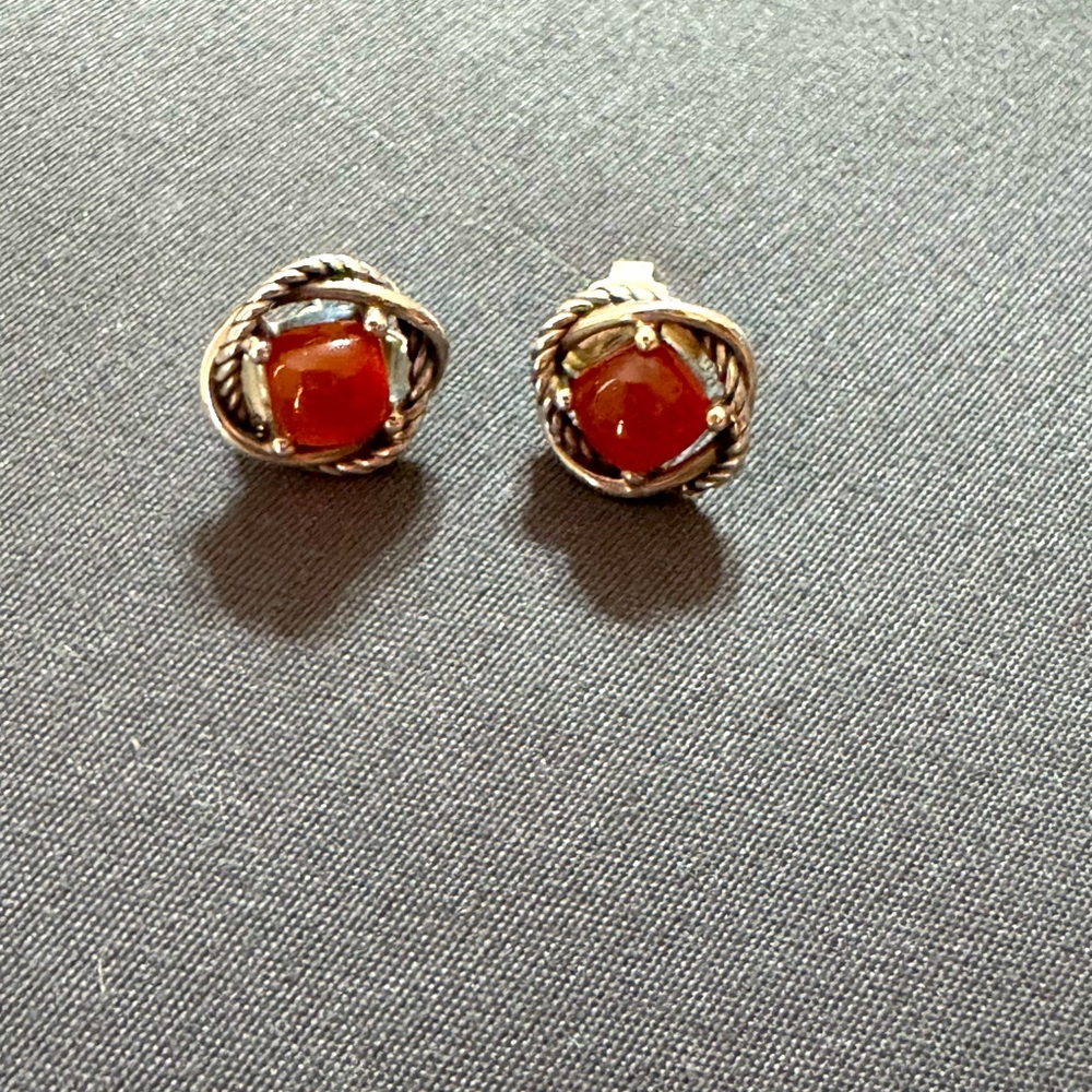 David Yurman Silver Earrings with Carnelian quartz.